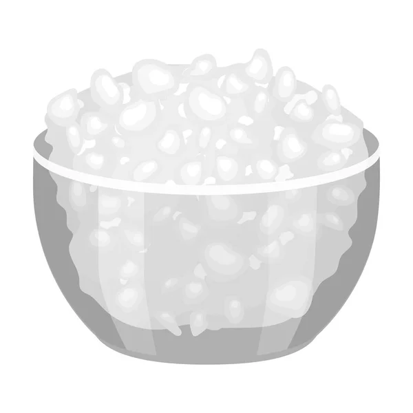Cottage cheese in the bowl icon in monochrome style isolated on white background. Milk product and sweet symbol stock vector illustration. — Stock Vector