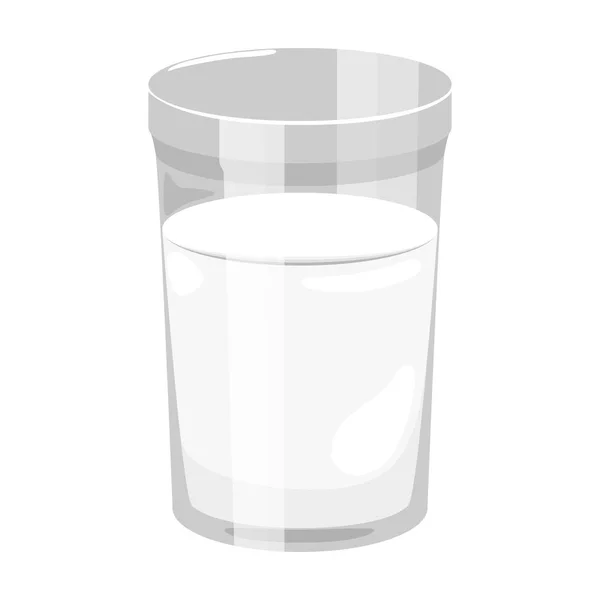 Glas melk pictogram in zwart-wit stijl geïsoleerd op een witte achtergrond. Melkproduct en zoete symbool voorraad vector illustratie. — Stockvector