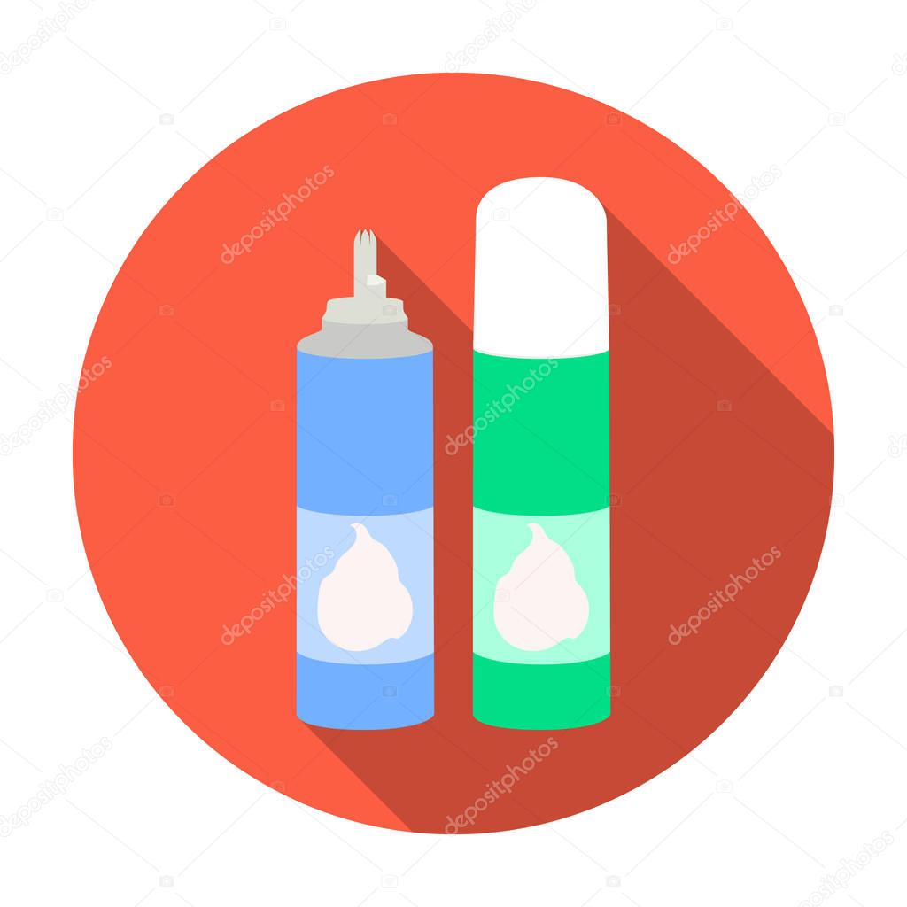 Whipped cream in an aerosol can icon in flat style isolated on white background. Milk product and sweet symbol vector illustration.