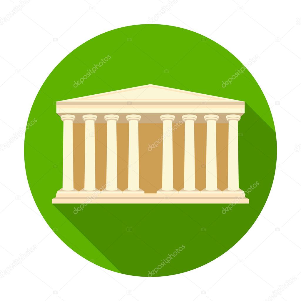 Antique greek temple icon in flat style isolated on white background. Greece symbol vector illustration.