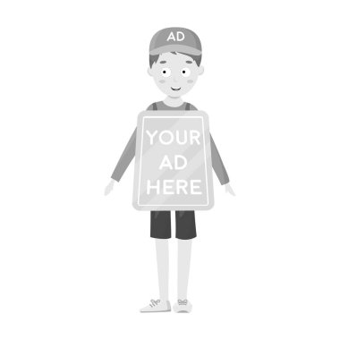 Tek renkli stil beyaz arka plan üzerinde izole insan billboard simgesini. Reklam sembol stok vektör çizim.