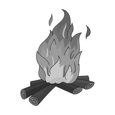 Taş Devri kutsal kişilerin resmi içinde tek renkli stil beyaz arka plan üzerinde izole kamp ateşi. Taş Devri sembol stok vektör çizim.