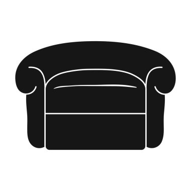 Koltuk simge siyah stil beyaz arka plan üzerinde izole içinde. Mobilya ve ev iç sembol stok illüstrasyon vektör.