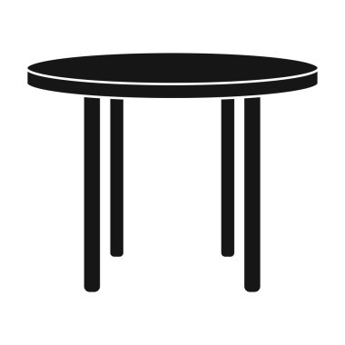 Ahşap yuvarlak masa simge siyah stil beyaz arka plan üzerinde izole içinde. Mobilya ve ev iç sembol stok illüstrasyon vektör.