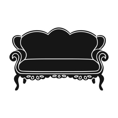 Vintage kanepe simge siyah stil beyaz arka plan üzerinde izole içinde. Mobilya ve ev iç sembol stok illüstrasyon vektör.