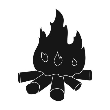 Taş Devri simge siyah stil beyaz arka plan üzerinde izole içinde kamp ateşi. Taş Devri sembol stok vektör çizim.