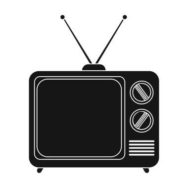 Televizyon reklam simge siyah stil beyaz arka plan üzerinde izole içinde. Reklam sembol stok vektör çizim.