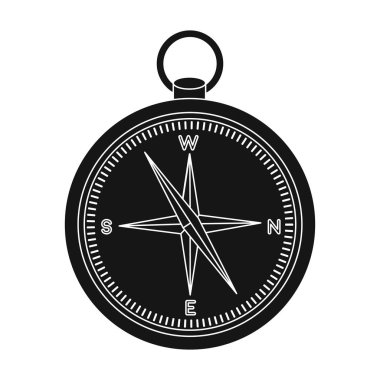 Pusula simgesini izole beyaz arka plan üzerinde siyah tarzında. Korsanlar sembol stok vektör çizim.