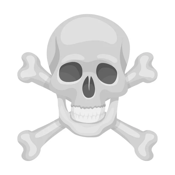 Пиратский череп и крестообразные кости в монохромном стиле изолированы на белом фоне. Векторная иллюстрация символов пиратов . — стоковый вектор