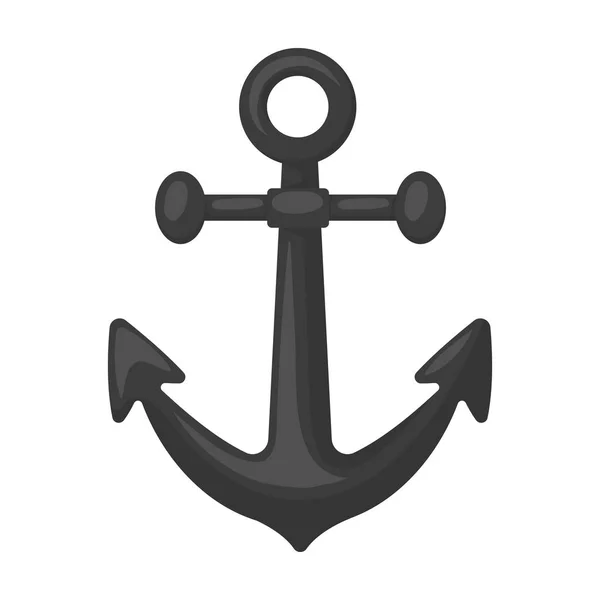Anker-Symbol im monochromen Stil isoliert auf weißem Hintergrund. Piraten Symbol Aktienvektor Illustration. — Stockvektor