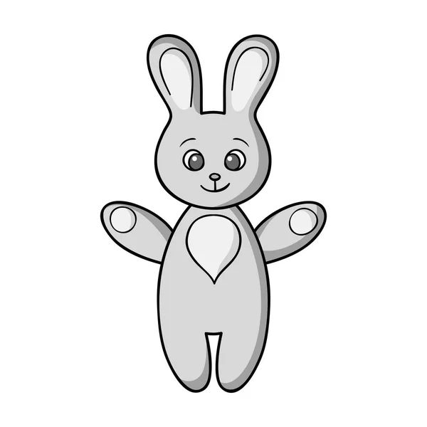 Icono de juguete de conejo en estilo monocromo aislado sobre fondo blanco. Bebé nacido símbolo stock vector ilustración . — Archivo Imágenes Vectoriales