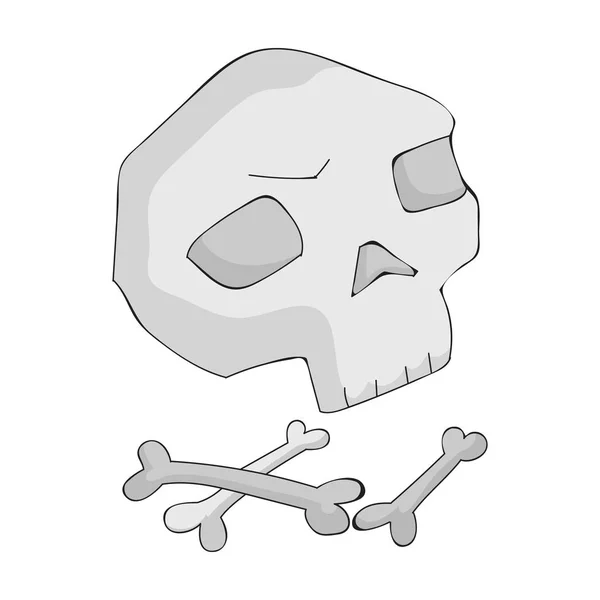 Икона человеческих древних костей в монохромном стиле изолирована на белом фоне. Векторная иллюстрация каменного века . — стоковый вектор