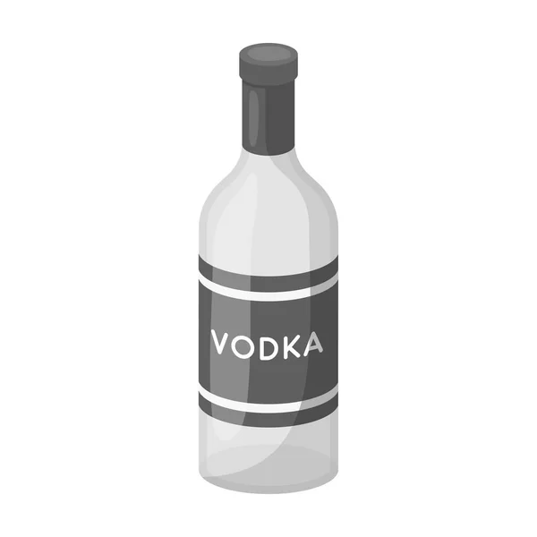 Glass bottle of vodka icon in monochrome style isolated on white background. Russian country symbol stock vector illustration. — Stock Vector