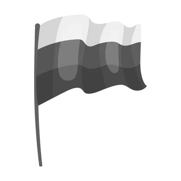 Het pictogram van de Russische vlag in zwart-wit stijl geïsoleerd op een witte achtergrond. Russische land symbool voorraad vectorillustratie. — Stockvector