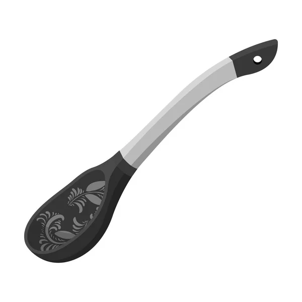 Icono de cuchara de madera tradicional rusa en estilo monocromo aislado sobre fondo blanco. Rusia país símbolo stock vector ilustración . — Vector de stock