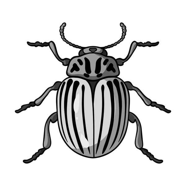 Escarabajo de Colorado icono en estilo monocromo aislado sobre fondo blanco. Ilustración de vector de stock de símbolos de insectos . — Archivo Imágenes Vectoriales