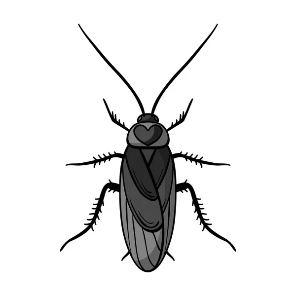 Icono de cucaracha en estilo monocromo aislado sobre fondo blanco. Ilustración de vector de stock de símbolos de insectos . — Archivo Imágenes Vectoriales