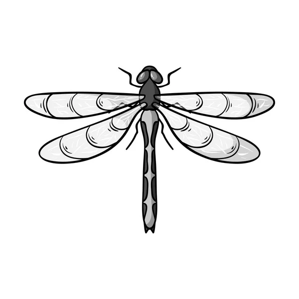 Dragonfly pictogram in zwart-wit stijl geïsoleerd op een witte achtergrond. Insecten symbool voorraad vectorillustratie. — Stockvector