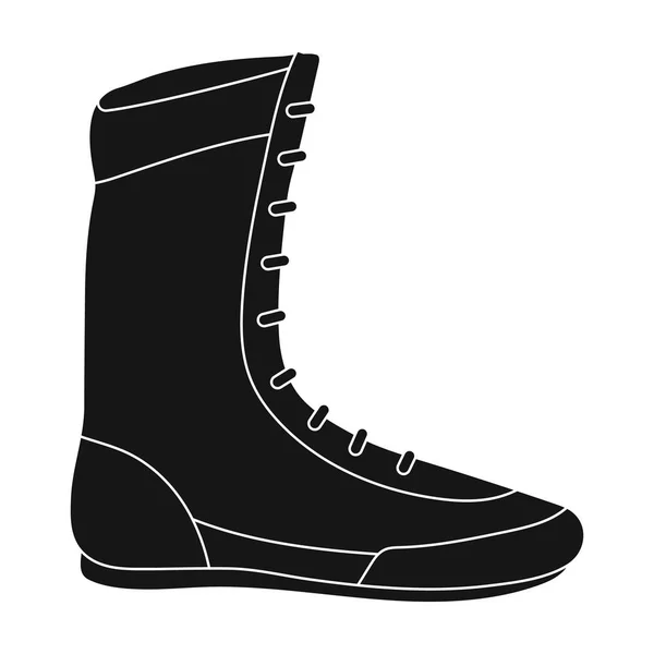 Boksen schoenen pictogram in zwarte stijl geïsoleerd op een witte achtergrond. Boksen symbool voorraad vectorillustratie. — Stockvector