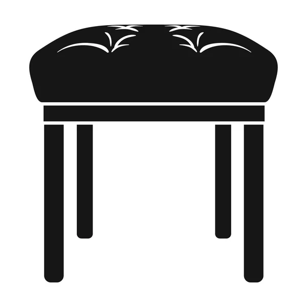 Tabouret icône de style noir isolé sur fond blanc. Meubles et intérieur de la maison symbole illustration vectorielle de stock . — Image vectorielle