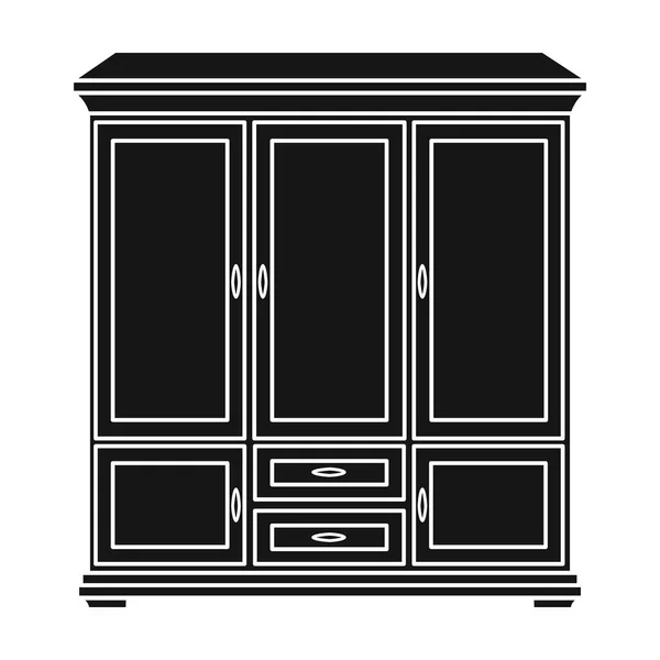 Ikon lemari klasik dengan gaya hitam terisolasi pada latar belakang putih. Perabotan dan rumah simbol interior vektor simbol gambar . - Stok Vektor