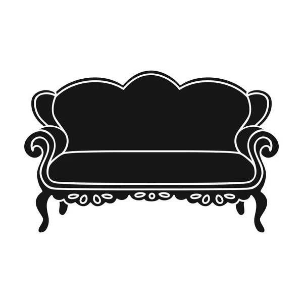 白い背景に分離された黒スタイルにヴィンテージ ソファーのアイコン。家具・ ホーム インテリア シンボル株式ベクトル イラスト. — ストックベクタ