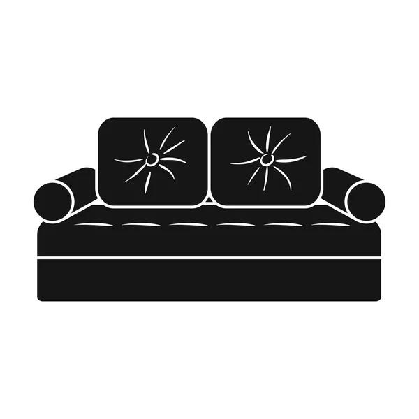 Couch-Ikone im schwarzen Stil isoliert auf weißem Hintergrund. Möbel und Home Interior Symbol Aktienvektor Illustration. — Stockvektor