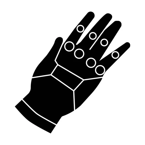 虚拟现实手套控制器中孤立的白色背景上的黑色风格的图标。虚拟现实符号股票矢量图. — 图库矢量图片