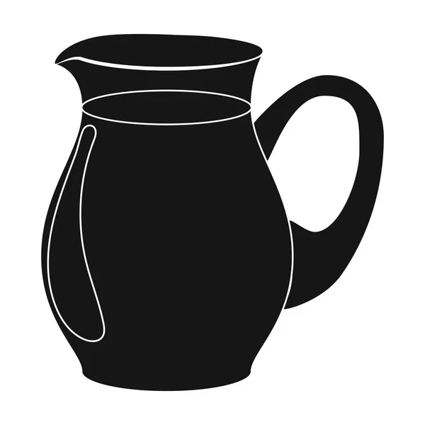 Brocca di vetro di icona del latte in stile nero isolato su sfondo bianco. Illustrazione vettoriale del prodotto a base di latte e del simbolo dolce . — Vettoriale Stock