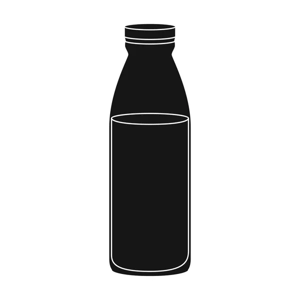 Ícone de garrafa de leite de vidro em estilo preto isolado no fundo branco. Ilustração do vetor de estoque de produtos lácteos e símbolos doces . —  Vetores de Stock