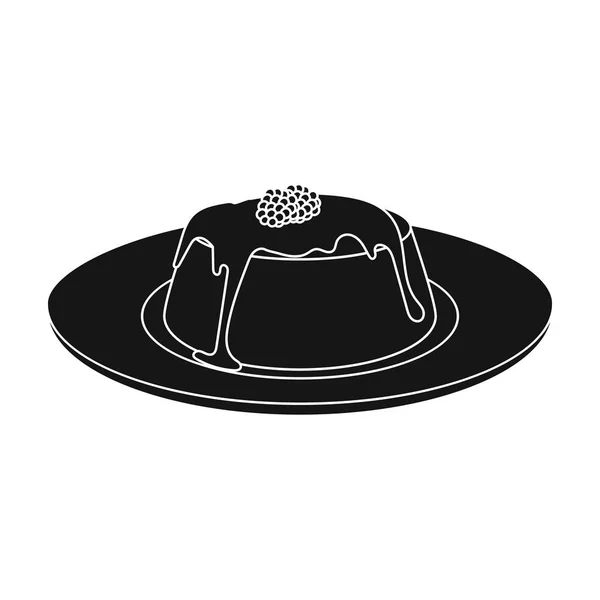 Panna cotta εικονίδιο σε μαύρο στυλ που απομονώνονται σε λευκό φόντο. Προϊόν του γάλακτος και το γλυκό σύμβολο απόθεμα διανυσματικά εικονογράφηση. — Διανυσματικό Αρχείο
