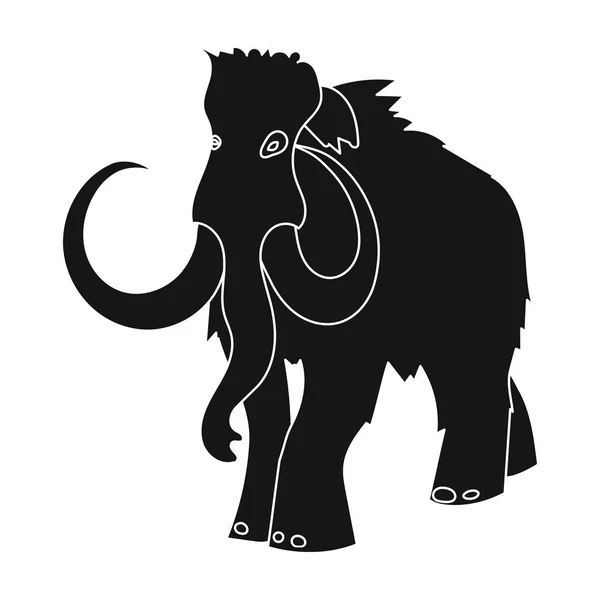 Wełnisty mamuta ikona stylu czarno na białym tle. Kamień wieku symbol Stockowa ilustracja wektorowa. — Wektor stockowy