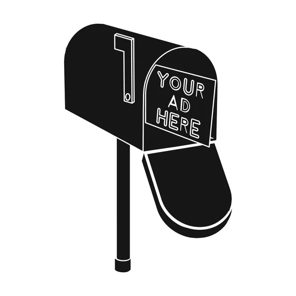 Icono de correo publicitario en estilo negro aislado sobre fondo blanco. Publicidad símbolo stock vector ilustración . — Archivo Imágenes Vectoriales