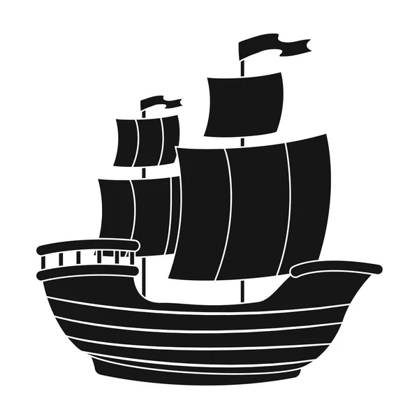 Ícone de navio pirata em estilo preto isolado no fundo branco. Piratas símbolo estoque vetor ilustração . — Vetor de Stock