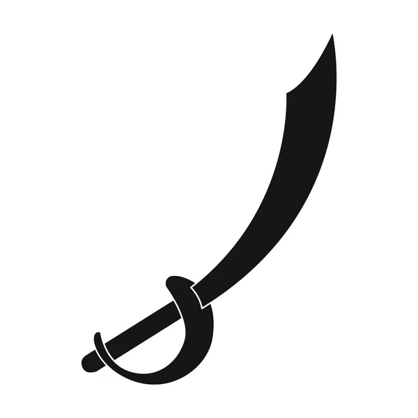 Icona a sciabola pirata in stile nero isolata su sfondo bianco. Illustrazione vettoriale stock simbolo pirati . — Vettoriale Stock