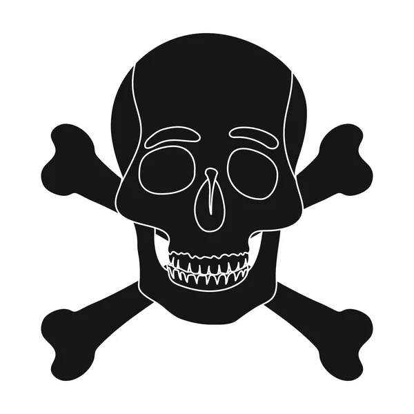 Crâne de pirate et icône en os croisés dans un style noir isolé sur fond blanc. Pirates symbole illustration vectorielle de stock . — Image vectorielle