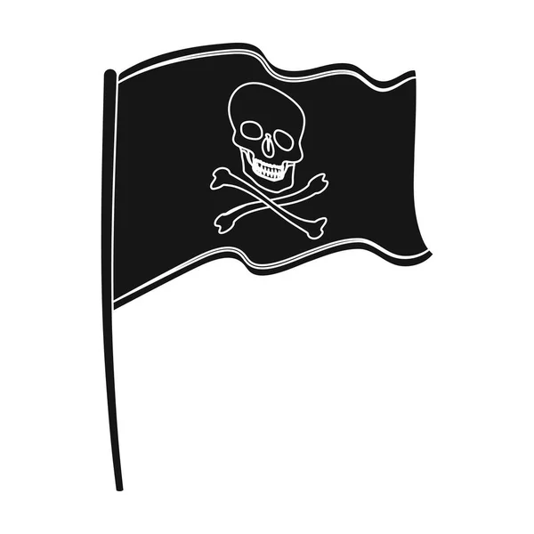 Icono de bandera pirata en estilo negro aislado sobre fondo blanco. Piratas símbolo stock vector ilustración . — Archivo Imágenes Vectoriales