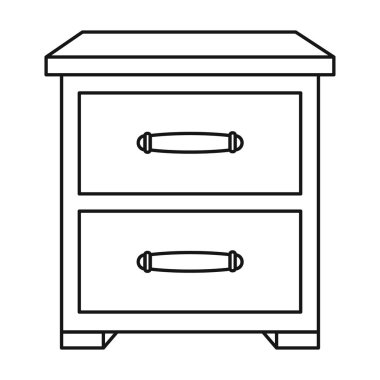 Beyaz arka plan üzerinde izole anahat tarzı başucundaki simgesi. Mobilya ve ev iç sembol stok illüstrasyon vektör.