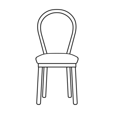 Beyaz arka plan üzerinde izole anahat tarzı klasik sandalye simge. Mobilya ve ev iç sembol stok illüstrasyon vektör.