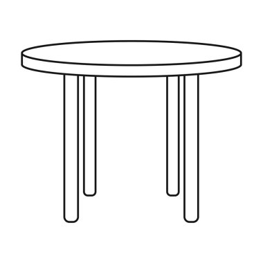 Beyaz arka plan üzerinde izole anahat tarzı ahşap yuvarlak masa simgesi. Mobilya ve ev iç sembol stok illüstrasyon vektör.