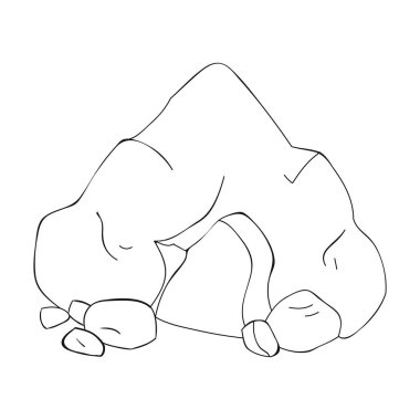 Beyaz arka plan üzerinde izole anahat stili simgesini mağara. Taş Devri sembol stok vektör çizim.