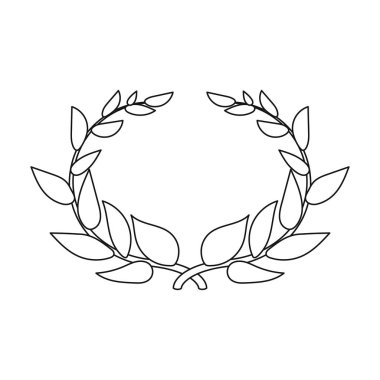 Defne çelengi simgesi beyaz arka plan üzerinde izole anahat tarzı. Yunanistan sembol stok vektör çizim.