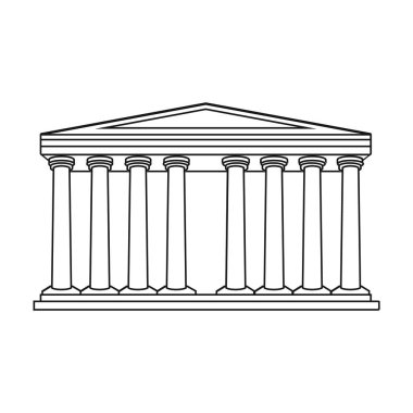 Antik Yunan tapınağı simgesi beyaz arka plan üzerinde izole anahat tarzı. Yunanistan sembol stok vektör çizim.