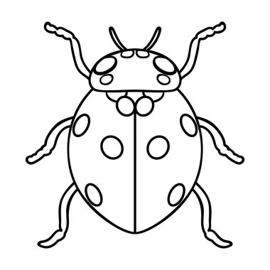 Uğur böceği simgesi beyaz arka plan üzerinde izole anahat tarzı. Böcekler sembol stok vektör çizim.