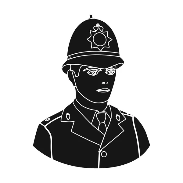 English policeman icon in black style isolated on white background. England country symbol stock vector illustration. — Stock Vector