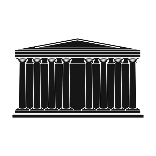 Античный греческий храм икона в черном стиле изолированы на белом фоне. Векторная иллюстрация символов Греции . — стоковый вектор