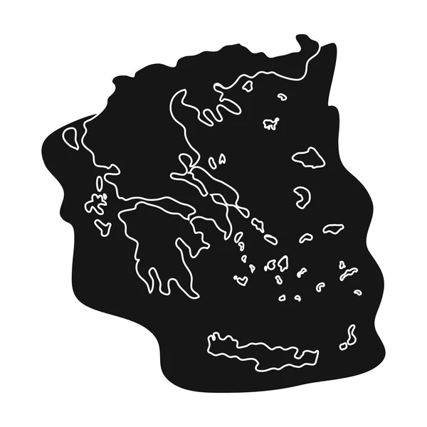Ikone des griechischen Territoriums in schwarzem Stil isoliert auf weißem Hintergrund. Griechenland Symbol Aktienvektor Illustration. — Stockvektor