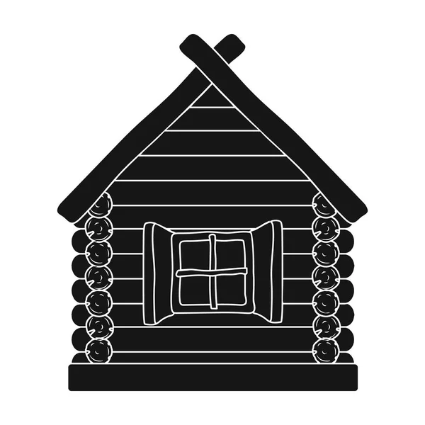 Ikona dom drewniany w stylu czarno na białym tle. Rosyjski kraju symbol Stockowa ilustracja wektorowa. — Wektor stockowy