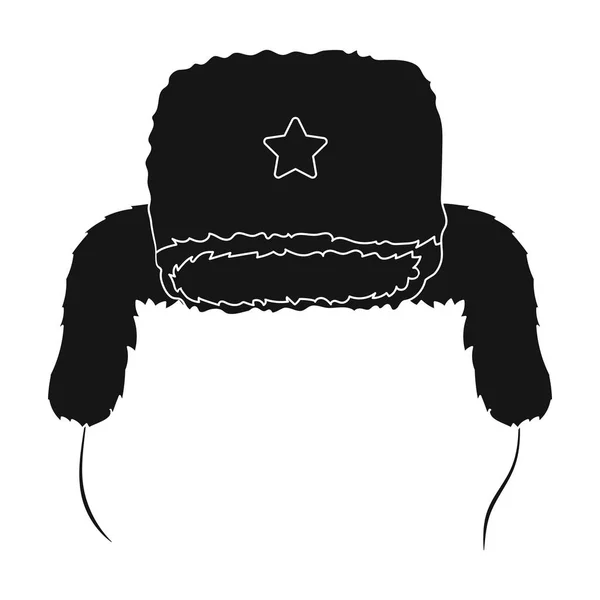 Icône Ushanka en style noir isolé sur fond blanc. Illustration vectorielle du symbole du pays russe . — Image vectorielle