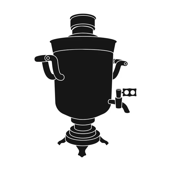 Icona Samovar in stile nero isolata su sfondo bianco. Illustrazione vettoriale stock simbolo paese russo . — Vettoriale Stock